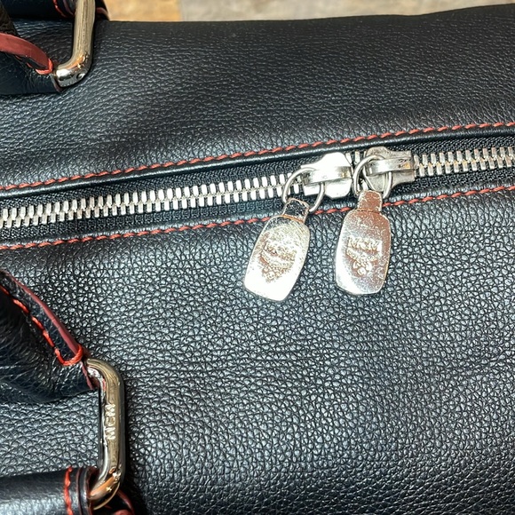 MCM Boston Bag In Black & Red Leather With Silver Hardware 🔥 - Picture 9 of 17